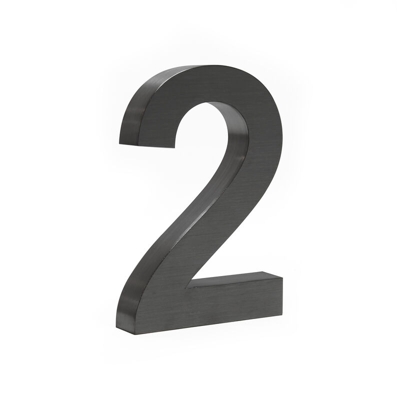 Numero civico in 3D '2' antracite 20cm carattere Arial antiruggine - WILTEC
