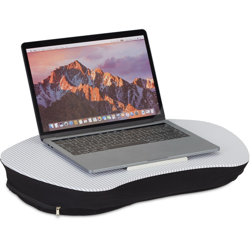 Cuscino per PC, Piano in Legno, Soffice Imbottitura, con Manico, Supporto da Divano, 52x33 cm, Bianco/Grigio - RELAXDAYS características