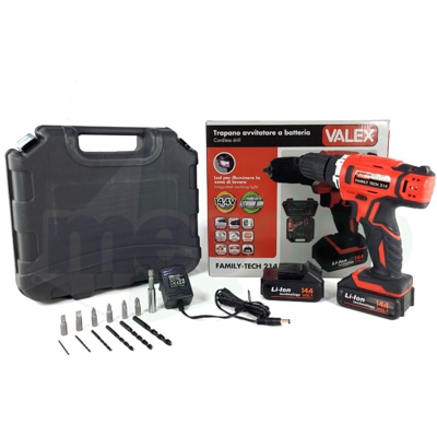 Trapano Avvitatore Batteria Litio Valex Family-Tech 214 Con 2 Batterie 14,4 volt - LGVSHOPPING