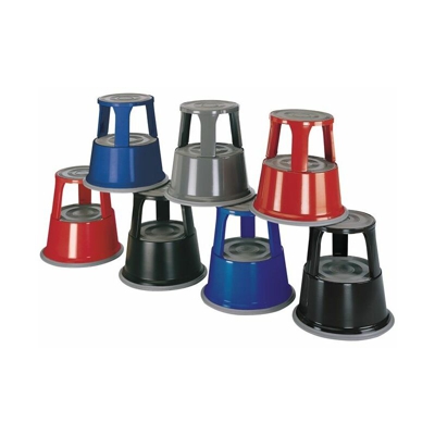 Sgabello in lamiera d'acciaio nero H.430mmxD.top/bottom 290/435mm Trgf.150kg - QUALITY BRAND