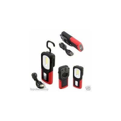 Lampada Torcia Lavoro Calamita Portatile Led Ricaricabile Base Magnetica Gancio - TP