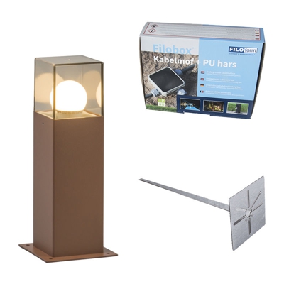Palo da giardino denmark - Moderno - Alluminio,Plastico - Bianco/Ruggine - Quadrato Max. 1 x Watt - Qazqa