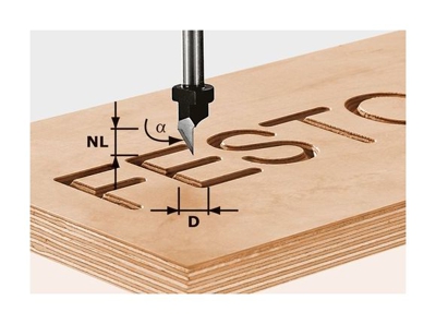 Fresa per incisioni HW gambo 8 mm HW S8 D11/60° - Festool