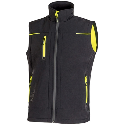 GILET TECNICO IMPERMEABILE, ANTIVENTO E TRASPIRANTE BLACK CARBON SOFT SHELL - MODELLO: UNIVERSE U-POWER - Taglia L