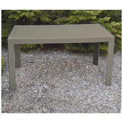 Tavolo In Resina Rettangolare Urano Colore Tortora Similrattan 140x80x72h Cm