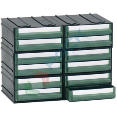 Cassettiera modulare "B" con 12 cassetti - Verde - Mobil Plastic