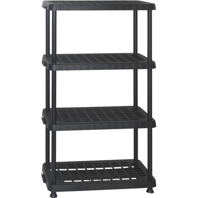 Scaffale in plastica a 4 ripiani fissi - Modello Tidy 814 - Nero - Mobil Plastic