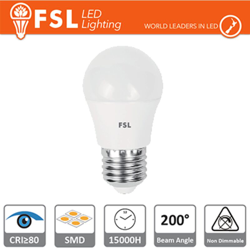 FSL - lampadina led mini globo g45 180° 220-240 volt 25000 ore 5,50 watt A+ CE E27 bianco caldo no lif flg45b6w30k27 precio