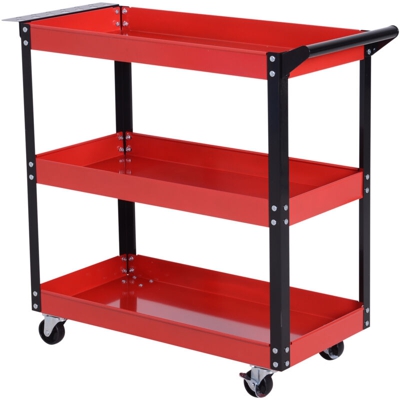 Carrello da Officina Portautensili 3 Ripiani, Rosso, 70x35x75.5cm - DURHAND