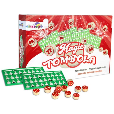 Gioco tombola magica cartelle con segnalini scorrevoli e numeri in legno bingo -72 Cartelle - DUE ESSE