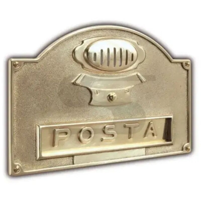 Buca Placca per lettere in ottone con pulsante S672 ottone lucido trattato verniciato trasparente - SILMEC