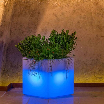 Vaso Luce Monacis Cube Pot Bright cm.40X40X40 Luce Verde