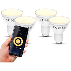 Lampadine LED smart GU10, set di 4, dimmerabili con lo smartphone, luce calda 2700K, funzionano con App per iOS e Android, Amazon Alexa, Google Home, en oferta