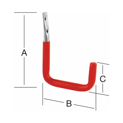 Gancio a muro a U in gomma rossa A.250mm zincato - Vormann