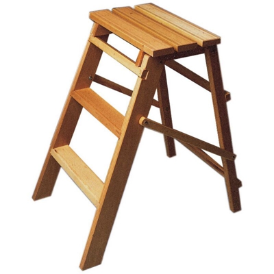 Sgabello in legno 3 Gradini Scala Scaletta Pieghevole Cucina Grezzo Salvaspazio - BRICOSHOP24