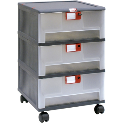 Cassettiera 'Mopla 203R' con ruote e 3 cassetti - Mobil Plastic