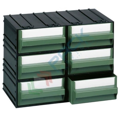 Cassettiera modulare 'C' con 6 cassetti - Verde - Mobil Plastic