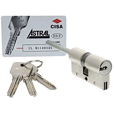 Cisa 0A3S707012 Cilindro a profilo europeo ASTRAL SIGILLO, Ottone, 30/30 mm con predisposizione al pomolo