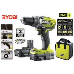 Trapano Avvitatore 18V (2x 1.3Ah) Ryobi R18DD3 213S características