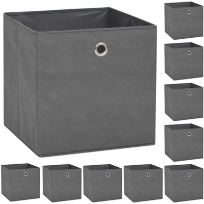 Set Contenitori 10 pz Tessuto non Intrecciato 32x32x32 cm Grigio - VIDAXL