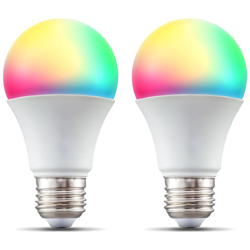 Lampadine LED smart RGB E27, set di 2, luce calda fredda colorata, dimmerabile con lo smartphone, funziona con App per iOS e Android, Amazon Alexa, en oferta