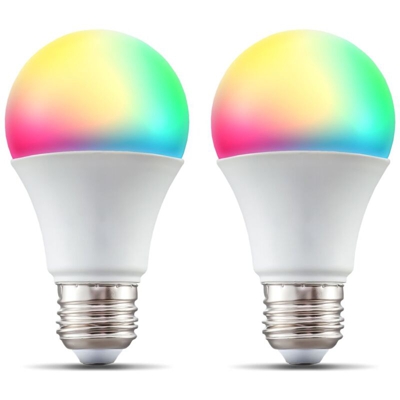 Lampadine LED smart RGB E27, set di 2, luce calda fredda colorata, dimmerabile con lo smartphone, funziona con App per iOS e Android, Amazon Alexa,