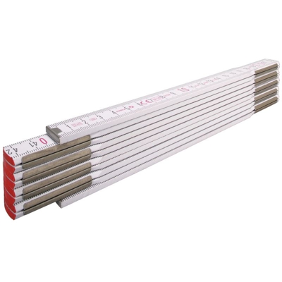 Stabila Doppiometro pieghevole in legno modello 1607, 2 m, bianco, scala graduata - 01134