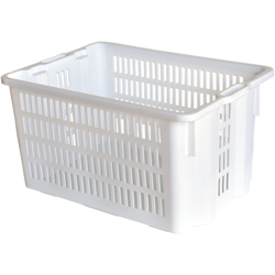 Cesta per pane / cassa traforata in plastica per alimenti sovrapponibile e impilabile 50 litri con manici - Bianco neutro - Mobil Plastic características