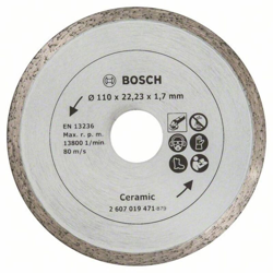 Disco diamantato 110 mm piastrelle Bosch 2607019471 diametro 110 mm 2607019471 Diametro 110 mm 1 pz. - Bosch Accessories características