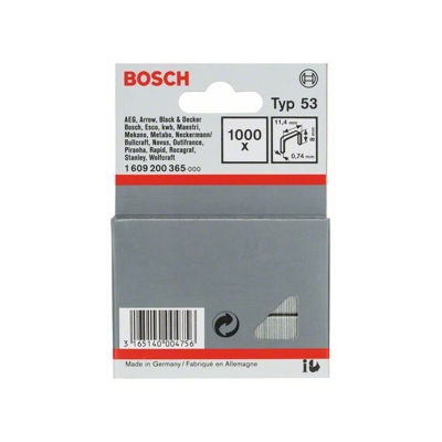Bosch Morsetto per fili sottili tipo 53, 11,4 x 0,74 x 8 mm, confezione da 1000 pz.