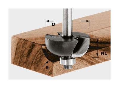 Fresa a raggio convesso HW gambo 8 mm HW S8 D31,7/R9,5 KL - Festool