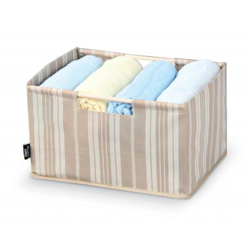 Domopack Cesto In Tnt Con Manici Misura L Con Righe 38X28X23 - DOMOPAK precio