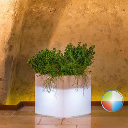 Vaso Cube In Resina Quadrato H40 Led Multicolor 40x40Cm - MONACIS en oferta