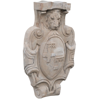 Frontone Stemma Araldico Fregio Decorativo in Pietra Design Esterno - BISCOTTINI