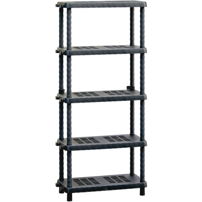 Mobil Plastic - Scaffale in plastica pesante a 5 ripiani regolabili - Modello Tidy 805 - Nero