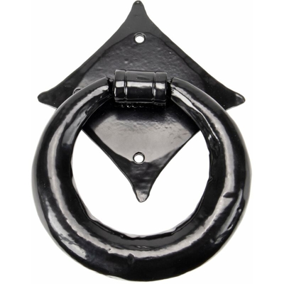 The Anvil Handmade - Pomolo per bussare alla porta, con anello, 12 cm Nero - FROM THE ANVIL