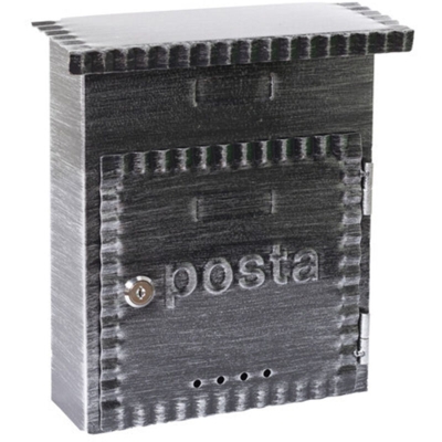 2201 Cassetta Postale in Ferro Battuto, Nero Spazzolato - Domus