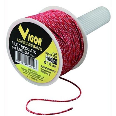 Filo Edilizia Trecciato Vigor Rosso/Bianco Manico Girevole Mt. 100