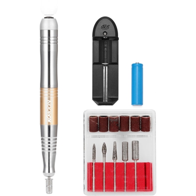 Nail carica gesto levigatrice lucidatura scarico Una piccola penna carica elettrica esfoliante manicure Tensione larga 110v-240v oro UE - KKMOON