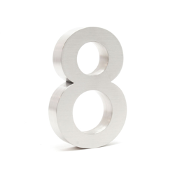 Numero civico in 3D "8" acciaio inossidabile 20cm carattere Arial antiruggine - WILTEC características