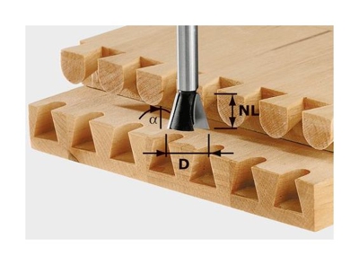Festool Fresa e coda di rondine HW gambo 8 mm HW S8 D13,8/13,5/15°