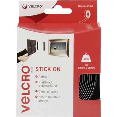 VELCRO® VEL-EC60215 Nastro a strappo da incollare Lato morbido e lato rigido (L x L) 2500 mm x 20 mm Nero 2.5 m