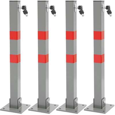 4x Barriera parcheggio serratura posto portatile con serratura rosso 65,5x5 cm