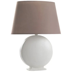 ONLI - Lampada da tavolo grande in ceramica bianca opaca con paralume in tela tortora. Lampadina non inlcusa. precio