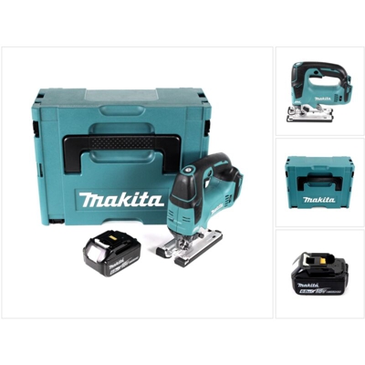Makita DJV 182 G1J Seghetto alternativo brushless a batteria 18V 26mm in valigetta Makpac + 1x Batteria BL1860B 6,0 Ah ​​​​​​​- senza caricabatterie