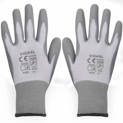 Guanti da Lavoro in PU 24 Paia Bianco e Grigio Misura 9/L - VIDAXL en oferta