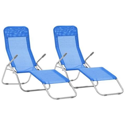 Lettini Prendisole Pieghevoli 2 Pz In Textilene Blu