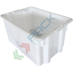 Cassa in plastica per alimenti sovrapponibile e impilabile capienza 50 litri con manici - Bianco neutro - Mobil Plastic en oferta