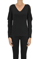Jersey top with lace en oferta
