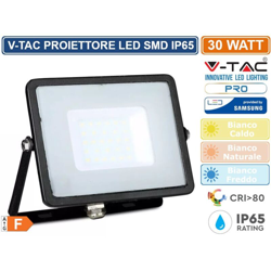 Faro LED V-TAC SMD Chip Samsung 30W Colore Nero 6400K IP65 características